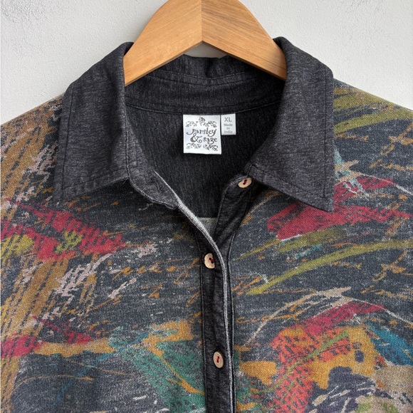 Paisley & Sage Abstract Print Tunic Top Button Front Artsy Boho Shirt XL - Picture 3 of 9